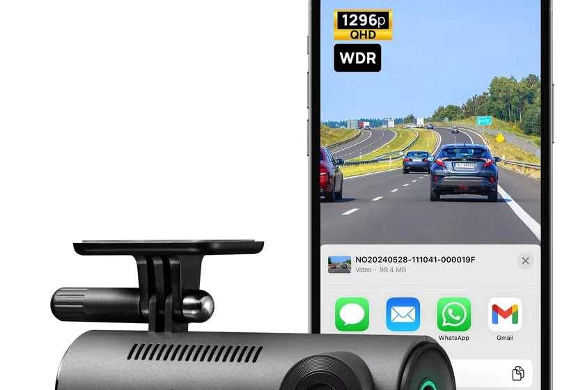 70mai M310 compact dash cam showing 1296P quad HD recording and app connectivity