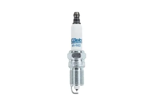 A single ACDelco 41-162 iridium spark plug standing beside its blue and white ACDelco GM Original Equipment box