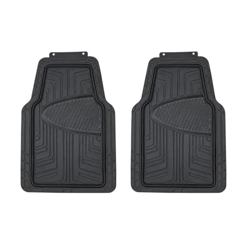 Amazon Basics black PVC all-season front floor mats, two piece set with surface grooves