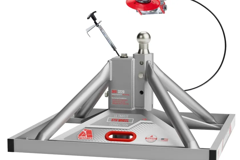 Andersen Hitches Gen 3 Ultimate 5th Wheel Connection funnel and gooseneck coupler kit for converting a fifth wheel trailer to a gooseneck ball