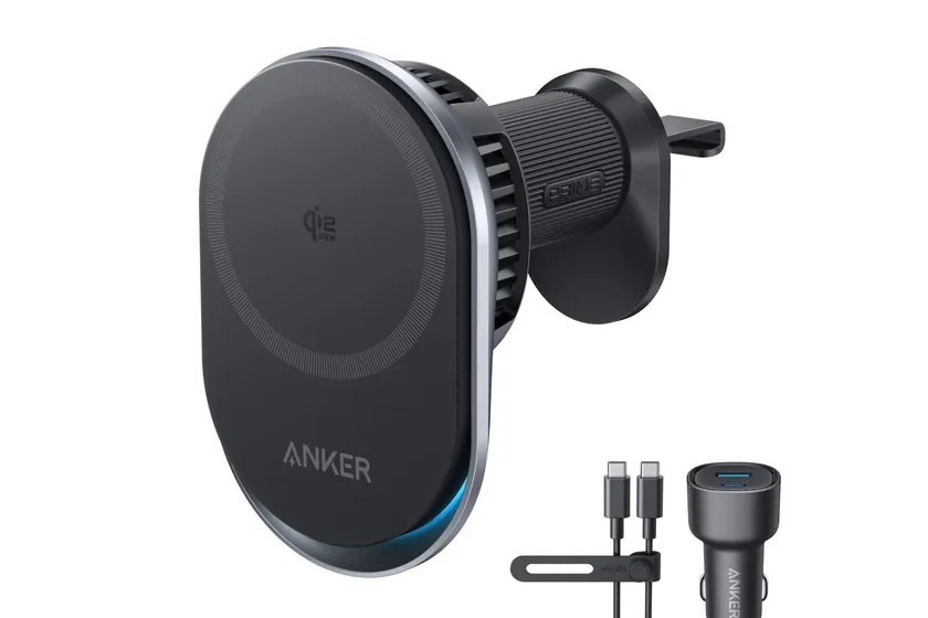 Anker Prime Qi2 25W magnetic car charger with vent clip and cooling fan housing