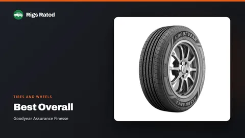 Goodyear Assurance Finesse, the best overall in our tires and wheels guide, on a Rigs Rated backdrop