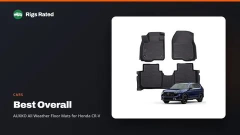 AUXKO All Weather Floor Mats for Honda CR-V, the best overall in our cars guide, on a Rigs Rated backdrop