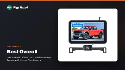 LeeKooLuu HD 1080P 7 Inch Wireless Backup Camera with License Plate Camera, the best overall in our electronics guide, on a Rigs Rated backdrop