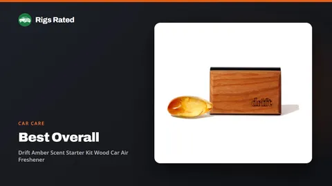 Drift Amber Scent Starter Kit Wood Car Air Freshener, the best overall in our car care guide, on a Rigs Rated backdrop