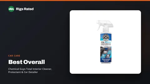 Chemical Guys Total Interior Cleaner, Protectant & Car Detailer, the best overall in our car care guide, on a Rigs Rated backdrop