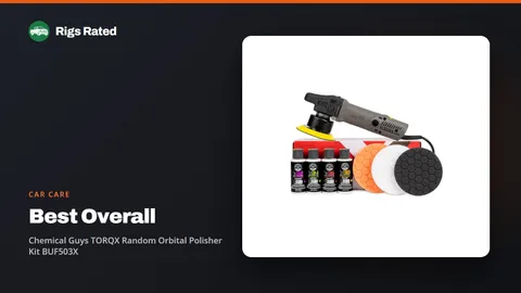 Chemical Guys TORQX Random Orbital Polisher Kit BUF503X, the best overall in our car care guide, on a Rigs Rated backdrop