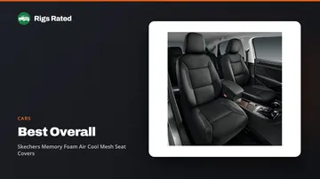 Skechers Memory Foam Air Cool Mesh Seat Covers, the best overall in our cars guide, on a Rigs Rated backdrop