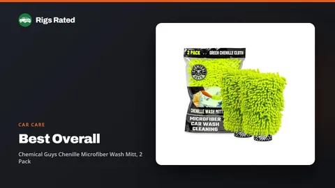 Chemical Guys Chenille Microfiber Wash Mitt, 2 Pack, the best overall in our car care guide, on a Rigs Rated backdrop