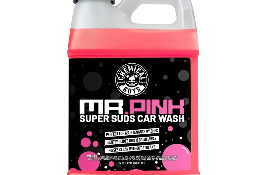 Pink bottle of Chemical Guys Mr. Pink car wash soap in the 64 ounce size