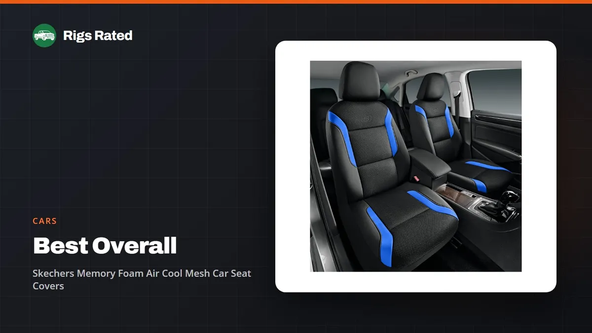 Skechers Memory Foam Air Cool Mesh Car Seat Covers, the best overall in our cars guide, on a Rigs Rated backdrop