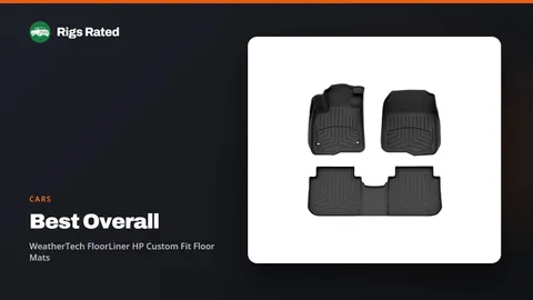 WeatherTech FloorLiner HP Custom Fit Floor Mats, the best overall in our cars guide, on a Rigs Rated backdrop