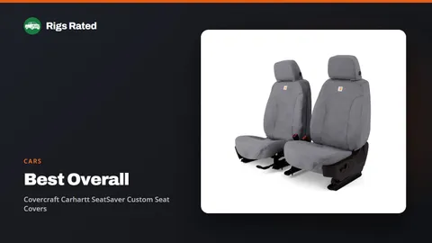 Covercraft Carhartt SeatSaver Custom Seat Covers, the best overall in our cars guide, on a Rigs Rated backdrop