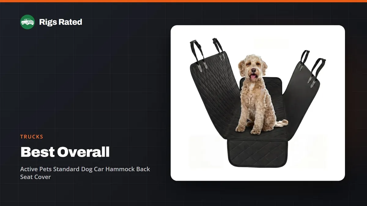 Active Pets Standard Dog Car Hammock Back Seat Cover, the best overall in our trucks guide, on a Rigs Rated backdrop