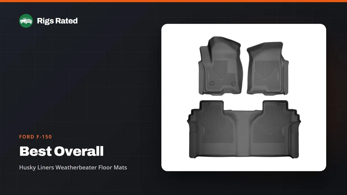 Husky Liners Weatherbeater Floor Mats, the best overall in our ford f-150 guide, on a Rigs Rated backdrop