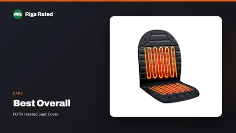 FOTN Heated Seat Cover, the best overall in our cars guide, on a Rigs Rated backdrop