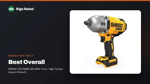 DEWALT DCF900B 20V MAX 1/2 in. High Torque Impact Wrench, the best overall in our garage and tools guide, on a Rigs Rated backdrop