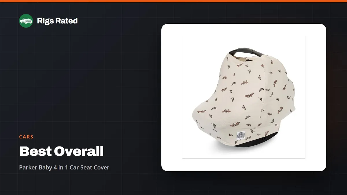 Parker Baby 4 in 1 Car Seat Cover, the best overall in our cars guide, on a Rigs Rated backdrop