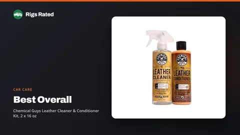 Chemical Guys Leather Cleaner & Conditioner Kit, 2 x 16 oz, the best overall in our car care guide, on a Rigs Rated backdrop