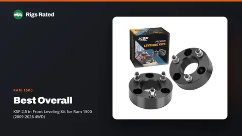KSP 2.5 in Front Leveling Kit for Ram 1500 (2009-2026 4WD), the best overall in our ram 1500 guide, on a Rigs Rated backdrop