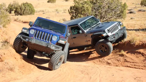Lifted Jeep Wrangler on dirt