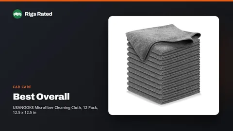 USANOOKS Microfiber Cleaning Cloth, 12 Pack, 12.5 x 12.5 in, the best overall in our car care guide, on a Rigs Rated backdrop