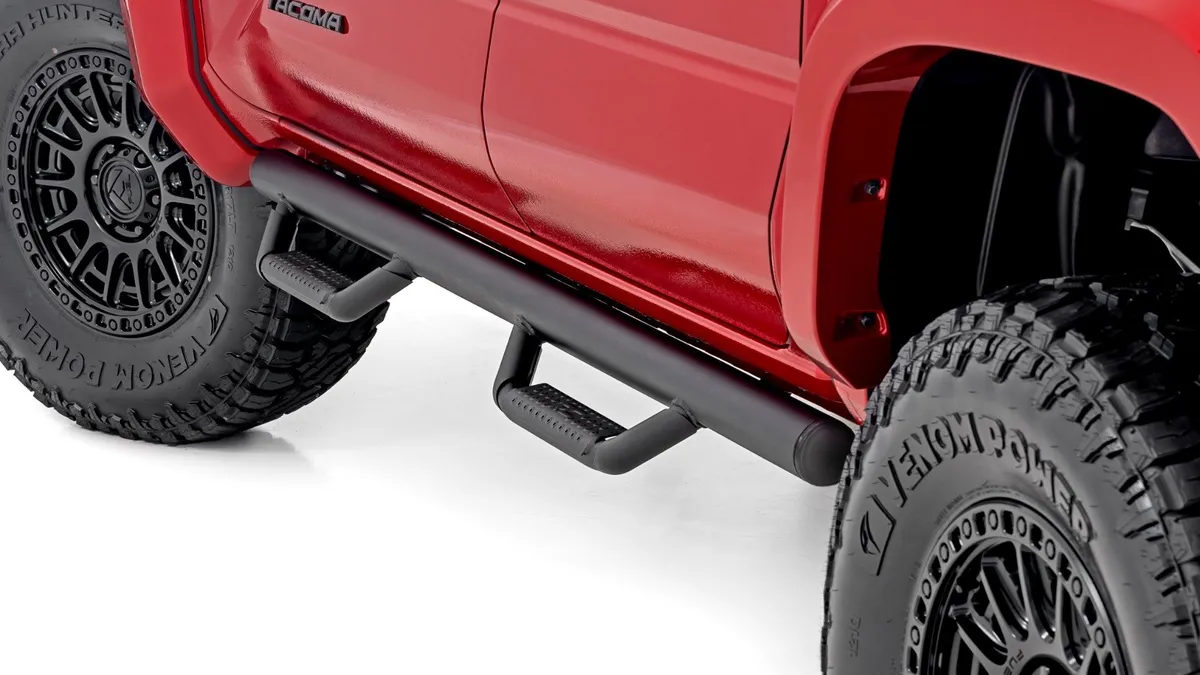 Toyota Tacoma running boards shown in a real-world setting