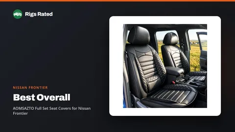 AOMSAZTO Full Set Seat Covers for Nissan Frontier, the best overall in our nissan frontier guide, on a Rigs Rated backdrop