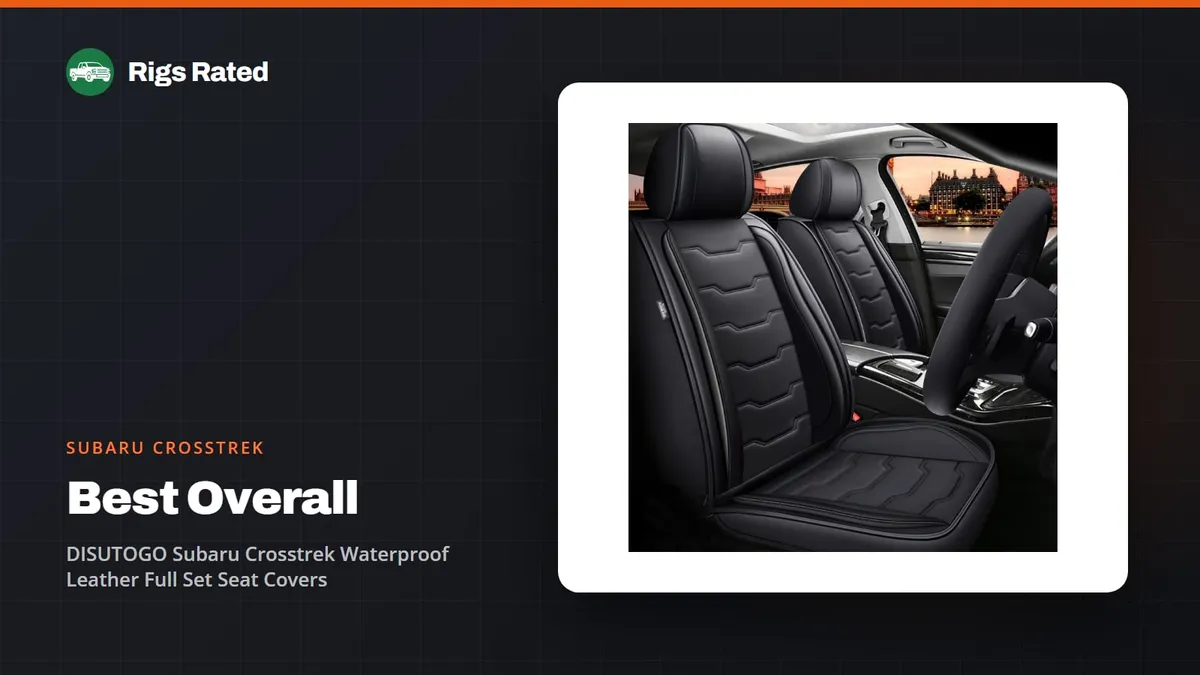 DISUTOGO Subaru Crosstrek Waterproof Leather Full Set Seat Covers, the best overall in our subaru crosstrek guide, on a Rigs Rated backdrop