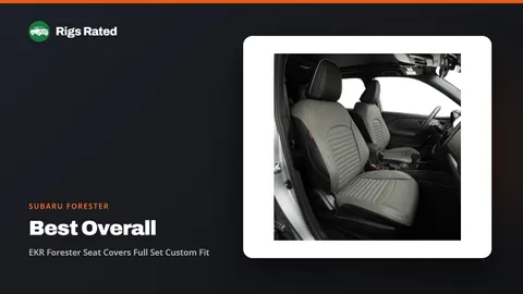EKR Forester Seat Covers Full Set Custom Fit, the best overall in our subaru forester guide, on a Rigs Rated backdrop