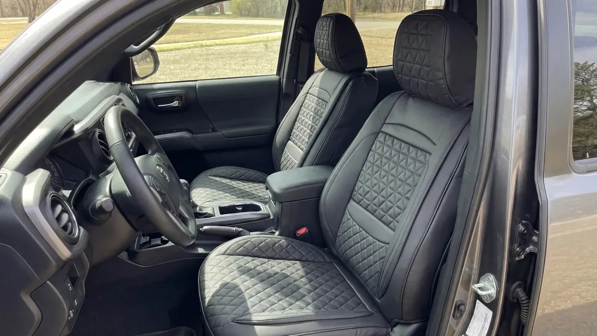Toyota Tacoma seat covers shown in a real-world setting