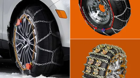snow chains shown in a real-world setting for this guide