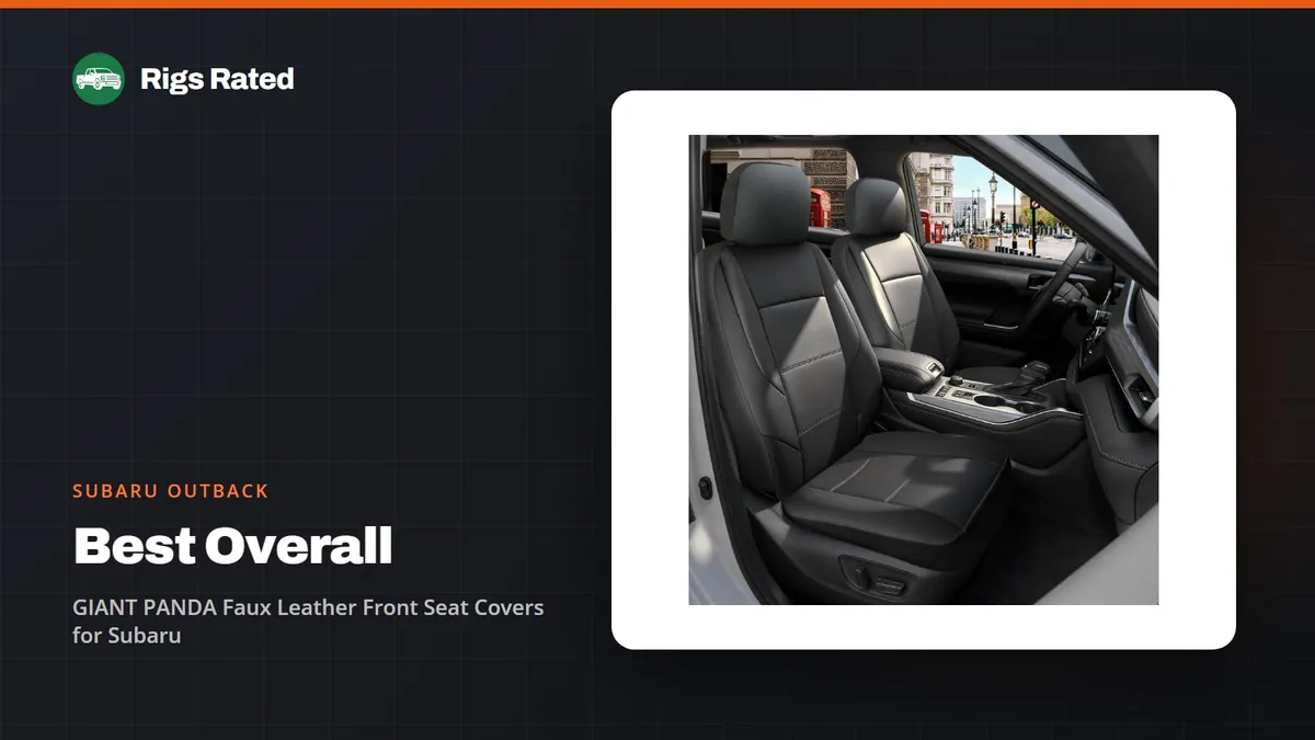GIANT PANDA Faux Leather Front Seat Covers for Subaru, the best overall in our subaru outback guide, on a Rigs Rated backdrop