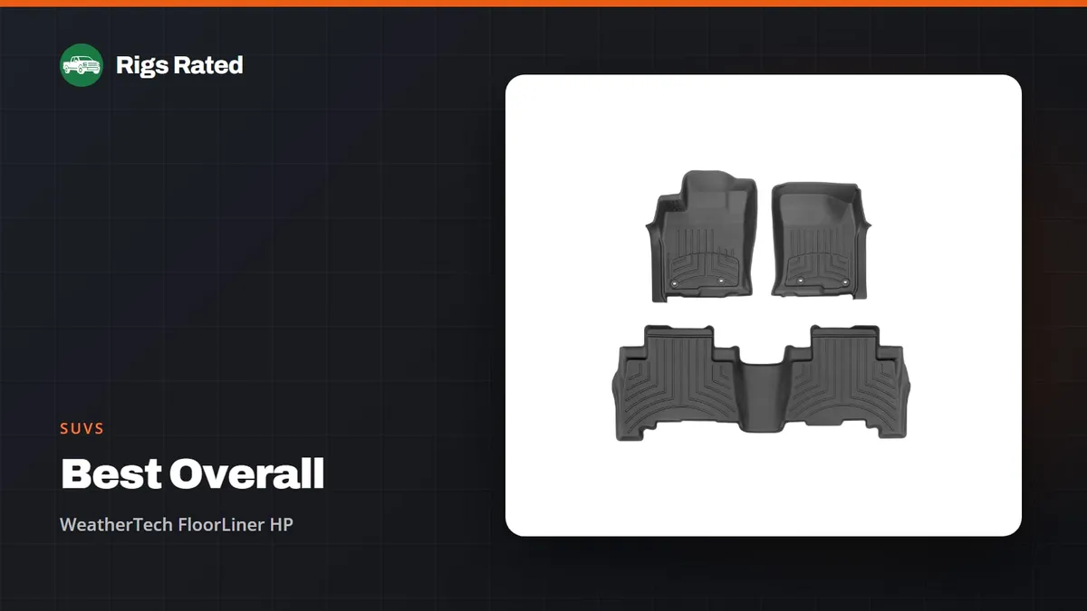 WeatherTech FloorLiner HP, the best overall in our suvs guide, on a Rigs Rated backdrop