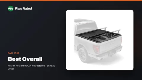 Retrax RetraxPRO XR Retractable Tonneau Cover, the best overall in our ram 1500 guide, on a Rigs Rated backdrop