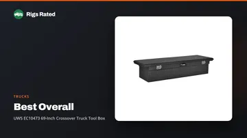 UWS EC10473 69-Inch Crossover Truck Tool Box, the best overall in our trucks guide, on a Rigs Rated backdrop