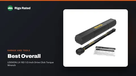 LEXIVON LX-183 1/2-Inch Drive Click Torque Wrench, the best overall in our garage and tools guide, on a Rigs Rated backdrop