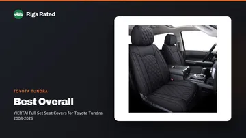 YIERTAI Full Set Seat Covers for Toyota Tundra 2008-2026, the best overall in our toyota tundra guide, on a Rigs Rated backdrop