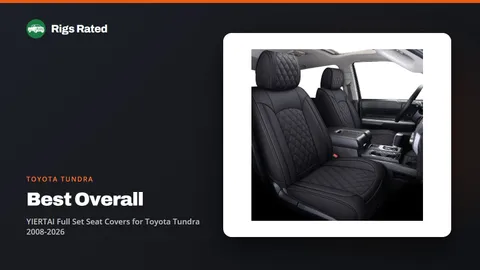YIERTAI Full Set Seat Covers for Toyota Tundra 2008-2026, the best overall in our toyota tundra guide, on a Rigs Rated backdrop
