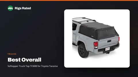 Softopper Truck Top TC60B for Toyota Tacoma, the best overall in our trucks guide, on a Rigs Rated backdrop