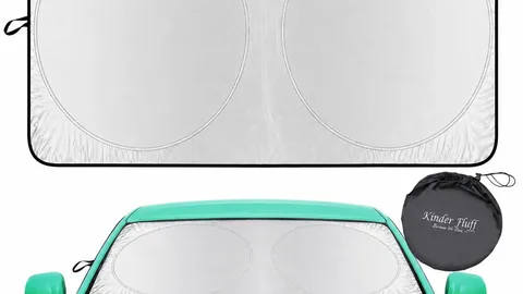 Reflective windshield sun shade fitted across a car windshield to block sun and heat