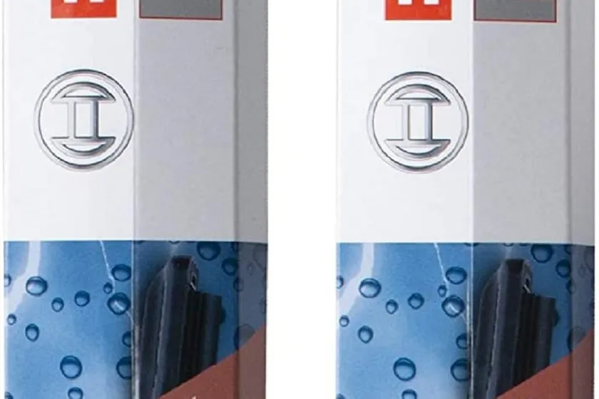 Bosch ICON frameless beam wiper blade set shown with driver and passenger blades and retail packaging