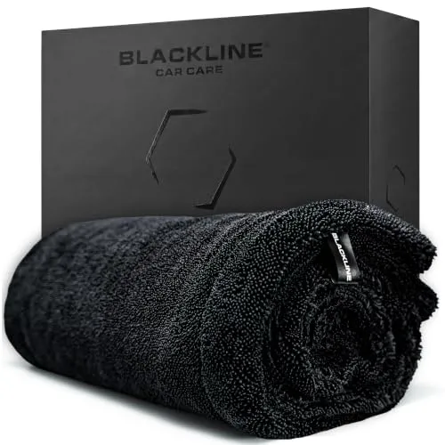 Charcoal grey Blackline 1300 GSM twisted loop microfiber car drying towel, 24 by 36 inches