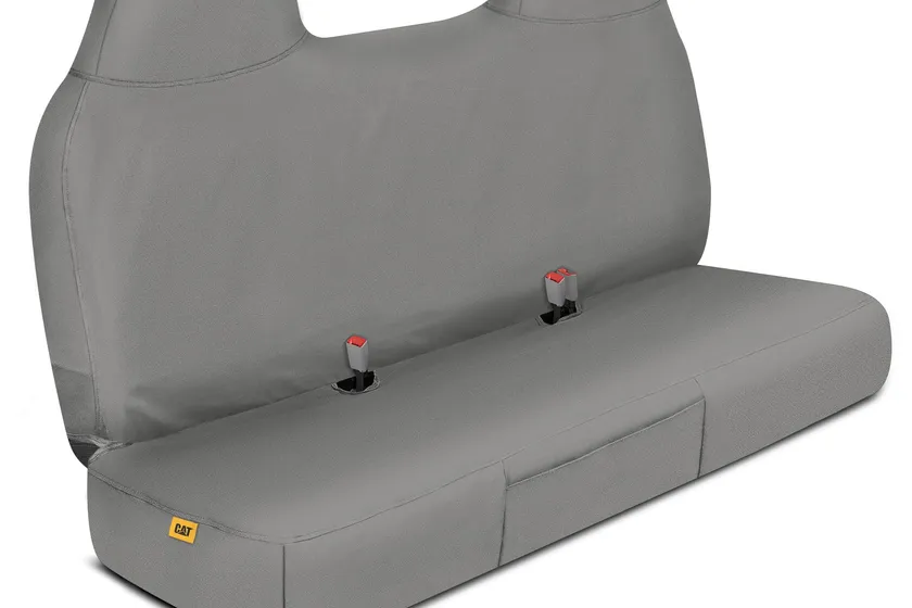 Gray Cat brand Oxford fabric front bench seat cover with utility pockets for 1999-2007 Ford Super Duty trucks