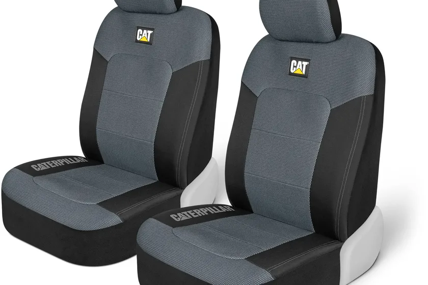 Cat MeshFlex gray front seat covers with breathable mesh backing for trucks and SUVs