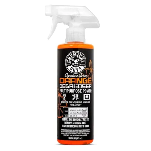 Chemical Guys Signature Series Orange Degreaser 16 oz spray bottle with orange liquid inside