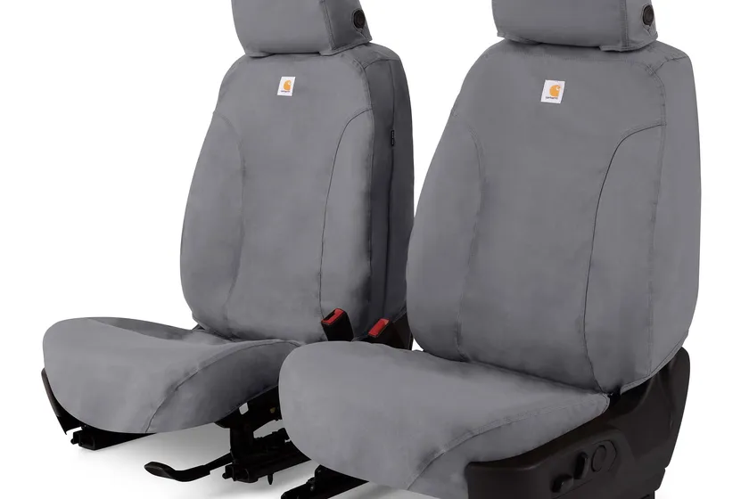 Covercraft Carhartt SeatSaver duck weave gravel seat covers on Ford F-150 front bucket seats