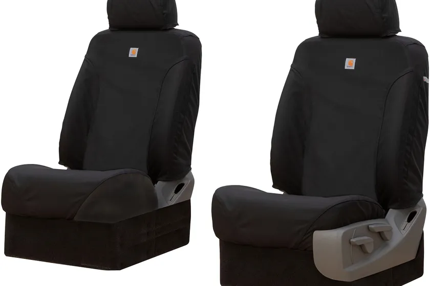 Covercraft Carhartt Super Dux black custom seat cover on a Toyota 4Runner front bucket seat