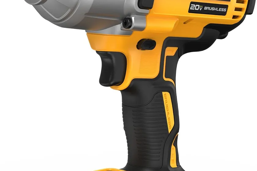 DEWALT DCF900B black and yellow 1/2 inch cordless impact wrench with hog ring anvil, tool only