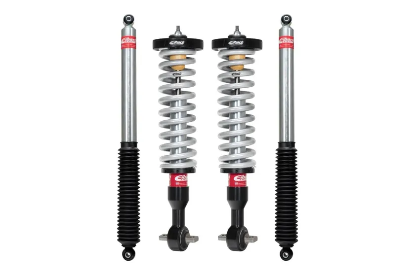 Eibach Pro-Truck-Lift Stage 2 kit with red lift springs and Pro-Truck shocks for a full-size Ford truck